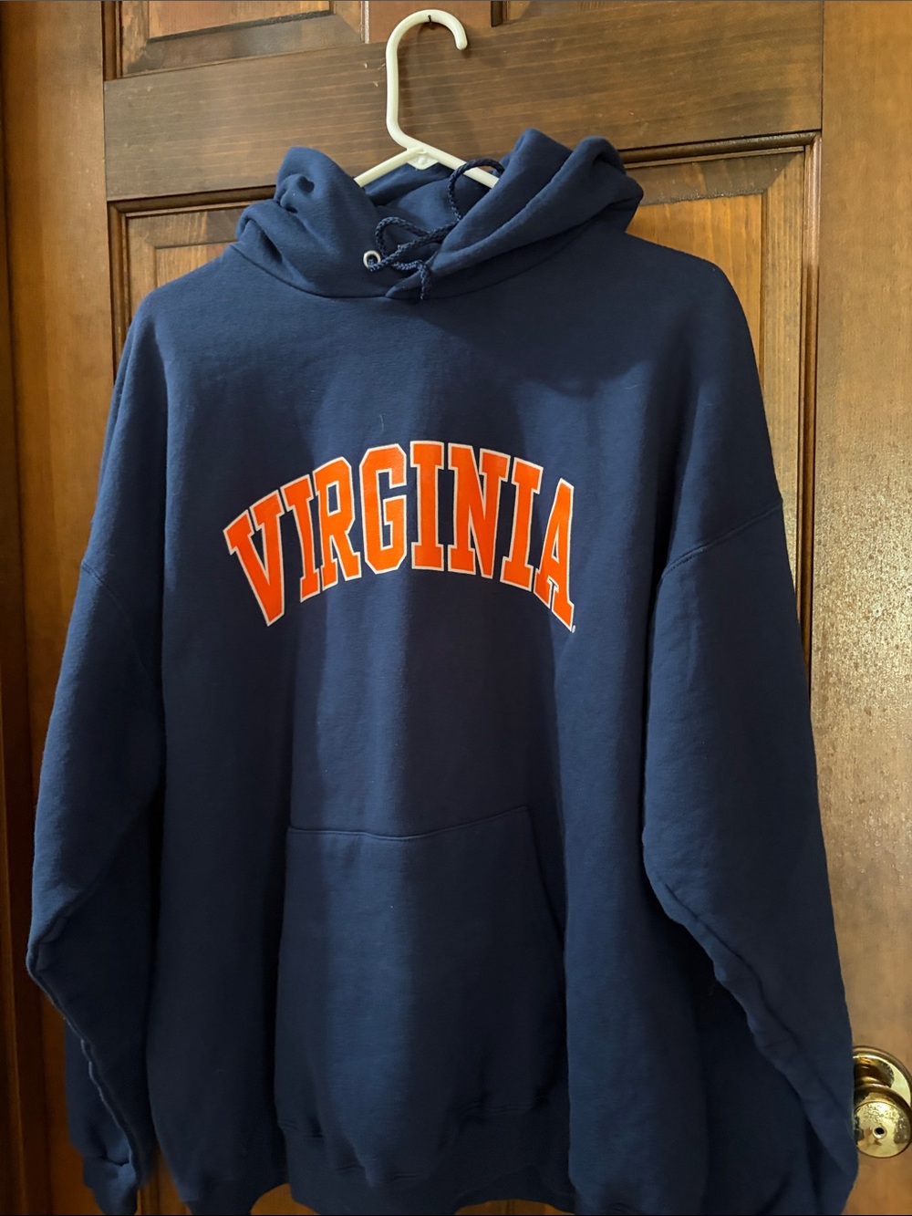 Hanes Navy Crewneck Hoodie with Orange VIRGINIA Lettering